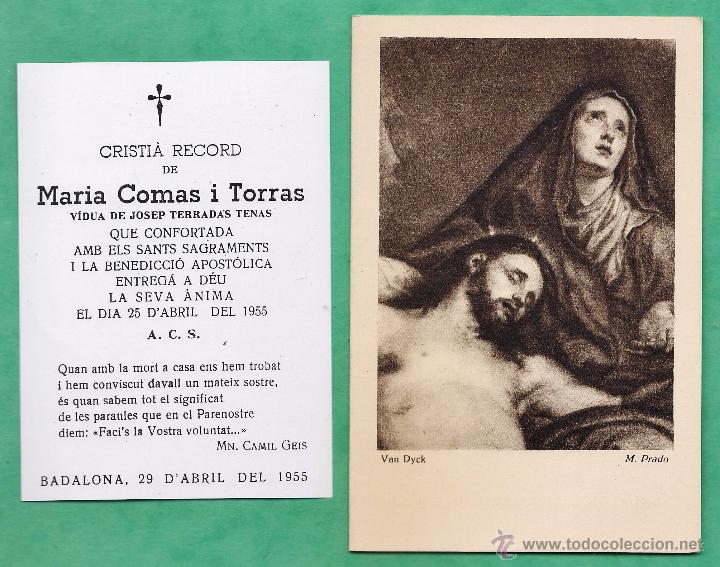 Cartes Postales: esquela mortuoria / defuncion - maria comas i torras - badalona - a&ntilde;o 1955