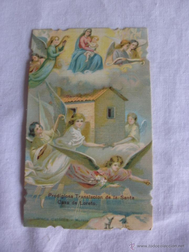 Postais: Antigua estampa, recordatorio, Prodigiosa Translaci&oacute;n de la casa de Loreto estampa antigua Murcia