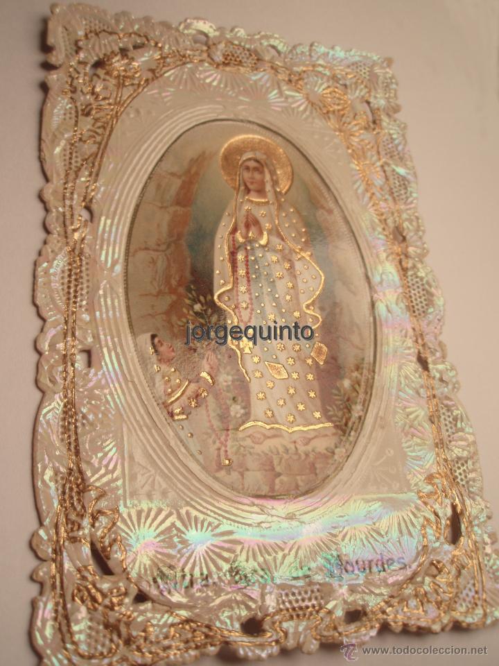 Postales: POSTAL. NTRA. SRA. DE LOURDES. TROQUELADA, TEXTURIZADA, ANACARADA Y ADORNADA CON ORO.