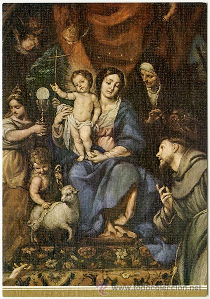 Postales: N&ordm; 143 C. Coello 1642-1693 La Virgen y el Ni&ntilde;o, Fragmento. Museo del Prado. Escudo de Oro. CEDOSA.