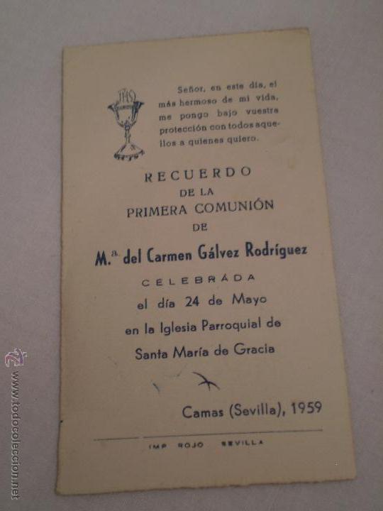 Postales: RECUERDO 1&ordf; COMUNION.M&ordf; CARMEN GALVEZ RODRIGUEZ.CAMAS.SEVILLA.1959