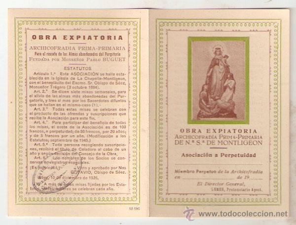 Nª Sª De Montligeon Archicofradia 1926 Obra Buy Religious Postcards And In Memoriam Cards At Todocoleccion