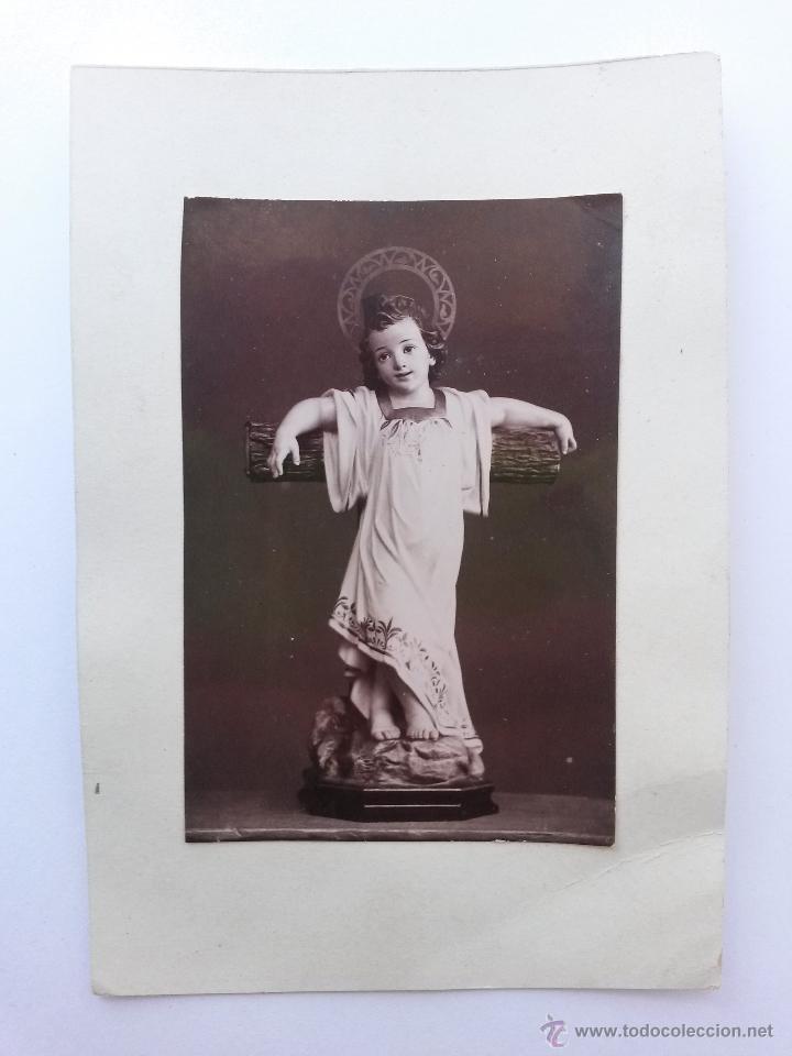 Postales: Estampa ni&ntilde;o jesus ,dedicada por detras, es foto pegada sobre cartulina
