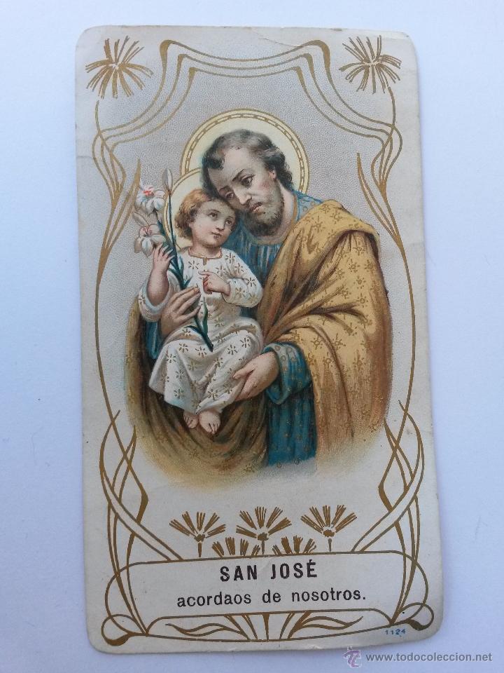 Postales: Estampa antigua ,san jose y ni&ntilde;o jesus,por detras un pobre peregrino a san jose