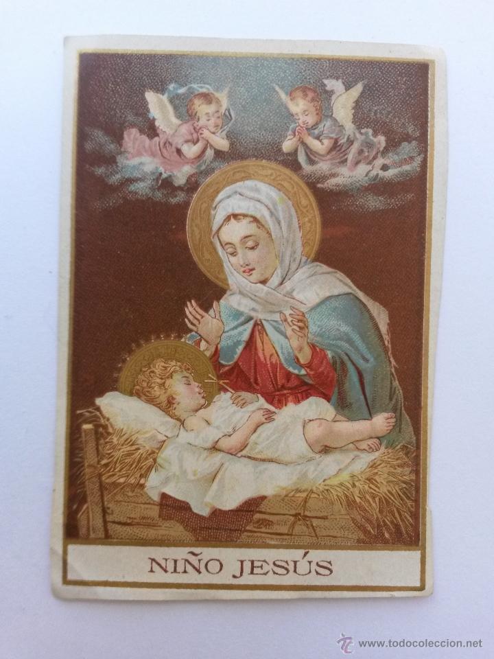 Postales: Estampa ,ni&ntilde;o jesus ,con plegaria