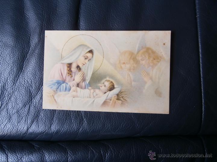 Postales: antigua postal  la virgen y el ni&ntilde;o jesus escrita