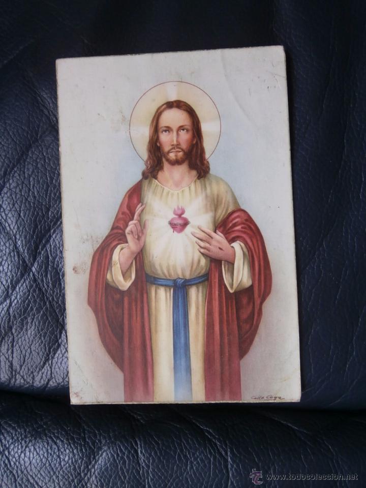 Postales: antigua postal  el corazon de jesus escrita