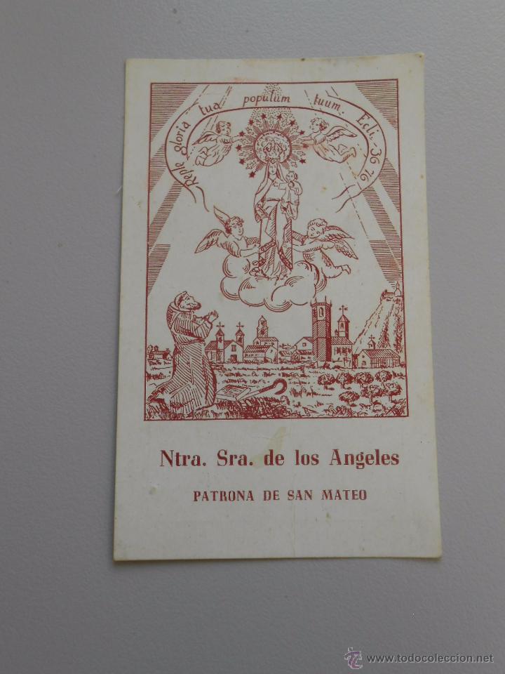 Postales: ESTAMPA PLEGARIA EN CATALAN NUESTRA SE&Ntilde;ORA DE LOS ANGELES PATRONA DE SAN MATEO. TDKP6