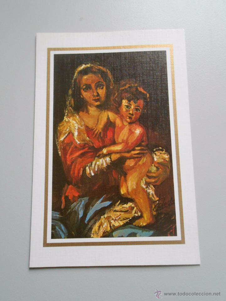 Postkarten: POSTAL VIRGEN MARIA Y NI&Ntilde;O JESUS. MATERNIDAD. ORIGINAL PINTADO CON LA BOCA. TDKP6