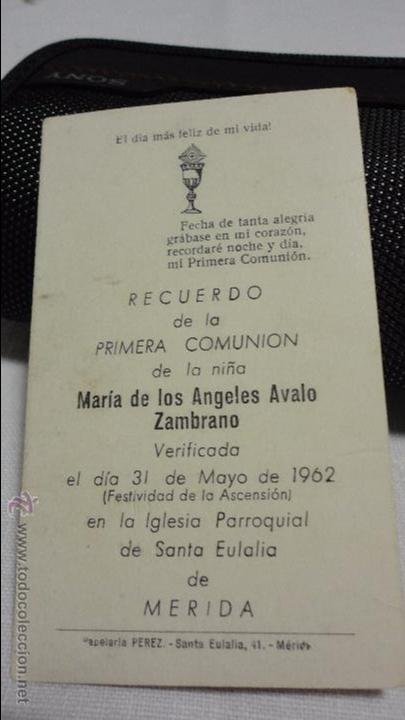 Postales: RECUERDO 1&ordf; COMUNION.MARIA DE LOS ANGELES AVALO ZAMBRANO.MERIDA.1962