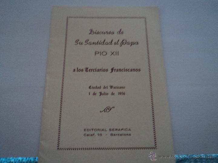 Postales: discurso del papa pio XII a los terciarios franciscanos 1956 15 pag. 12 x 8 cm