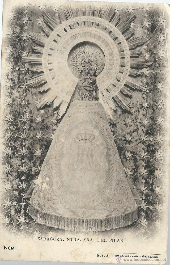 Postales: EXTRAORDINARIA FOTO POSTAL ANTIGUA - LA VIRGEN DEL PILAR - FOTO ESCOLA -ZARAGOZA