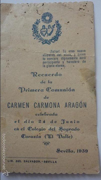 Postales: RECUERDO PRIMERA COMUNION.CARMEN CARMONA ARAGON.SEVILLA.1939.