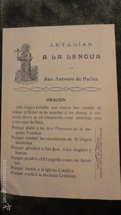 Postales: LETANIAS A LA LENGUA DE SAN ANTONIO DE PADUA.ASILO NTRA.SRA DE LOURDES.MURCIA.