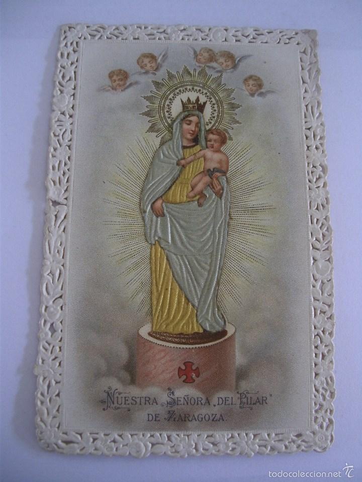 Postcards: estampa troquelada nuestra se&ntilde;ora del pilar, zaragoza (8x12cm aprox)