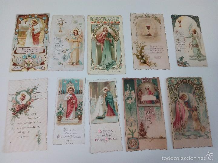 Postales: Diez estampitas religiosas de la d&eacute;cada de 1900. - Foto 1