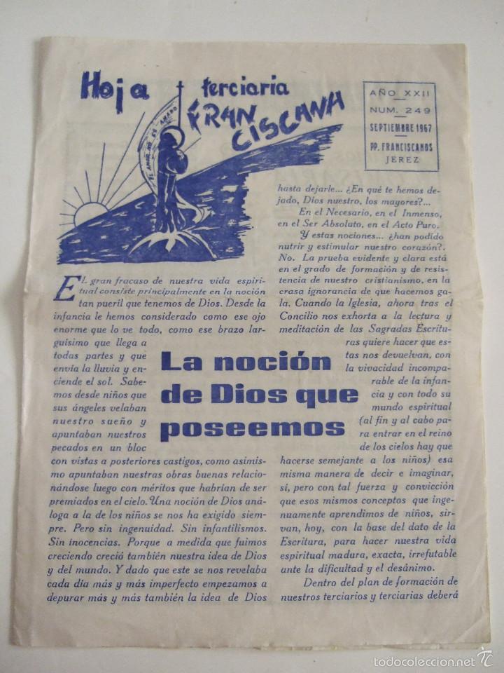 Postales: HOJA TERCIARIA FRANCISCANA - HOJA DOBLE - 1967 - JEREZ