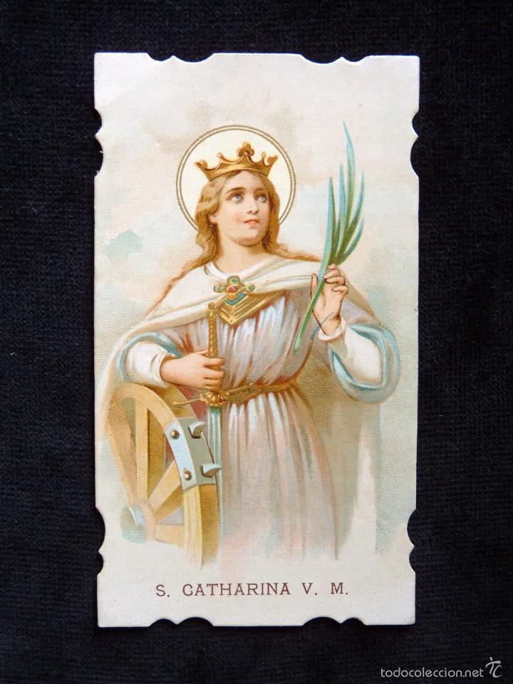 Postales: ANTIGUA ESTAMPA TROQUELADA DE S. CATHARINA V.M. MUY BUENA CONSERVACI&Oacute;N. CATALINA VIRGEN Y MARTIR