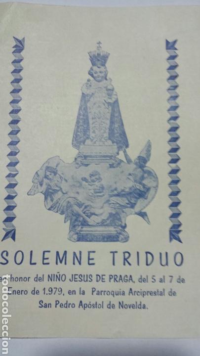 Postales: NI&Ntilde;O JESUS DE PRAGA. ACTOS TRIDUO parroquia arciprestal de San Pedro Ap&oacute;stol de Novelda 1979