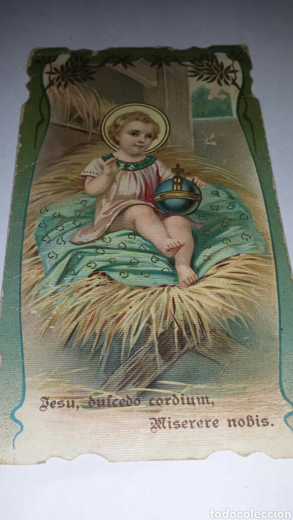 Postales: Preciosa Estampa 1899 Miserere Nobis. Ni&ntilde;o Jes&uacute;s con oraci&oacute;n