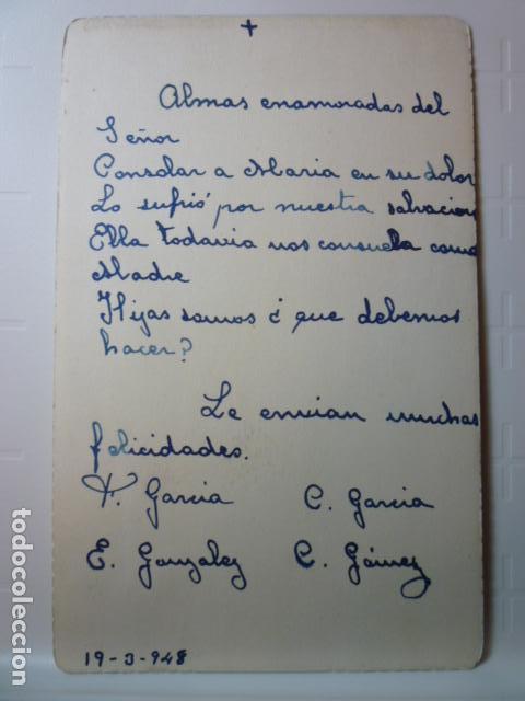 Postales: RECORDATORIO RELIGIOSO ESCRITA 1948. - Foto 2