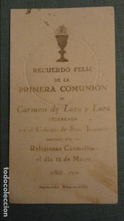 Postales: RECUERDO PRIMERA COMUNION.CARMEN DE LARA Y LARA.SEVILLA? 1929