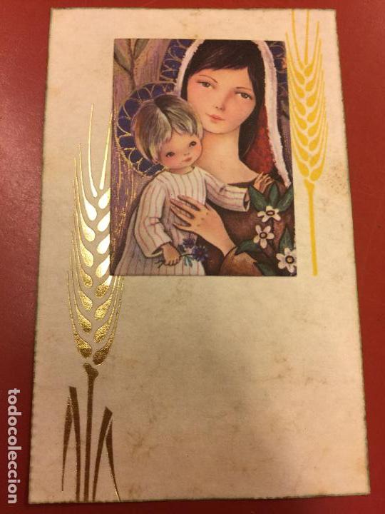 Postcards: Antiguo recordatorio de comunion. Impecable. mide 12,5x7,5cm aprox. Virgen con ni&ntilde;o