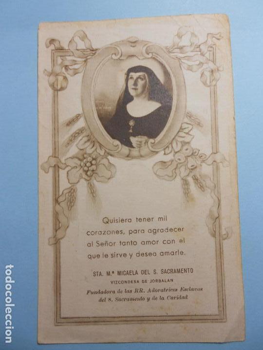 Postales: ESTAMPA STA. M&ordf; MICAELA DEL S. SACRAMENTO (H. MERCEDES REY DE JES&Uacute;S VISTI&Oacute; EL H&Aacute;BITO EN 1954)