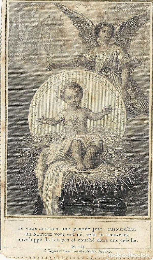 Postales: ESTAMPA NI&Ntilde;O JESUS EN LA CUNA Y ANGEL