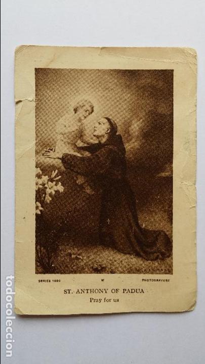 Postales: Estampa ,en ingles ,san antonio de padua,detras certificado de agregacion a san jose 1919