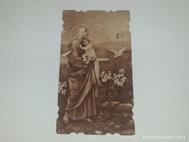 Postales: ANTIGUA ESTAMPA RECORDATORIO RELIGIOSO DE MARIA Y EL NI&Ntilde;O JESUS A&Ntilde;OS 30