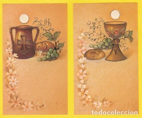 Postales: ESTAMPA RECORDATORIO PRIMERA COMUNION - LOTE DE 2 MODELOS- 407 GOLDEN -PAPEL PERGAMINO VEGETAL Y ORO
