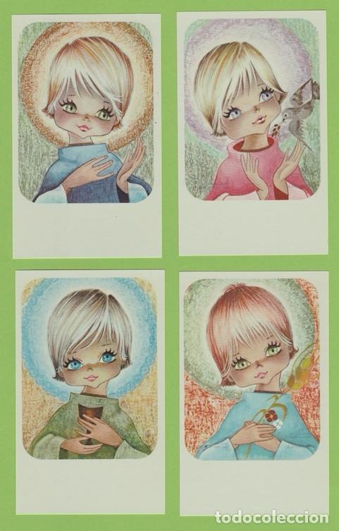 Postales: ESTAMPA RECORDATORIO PRIMERA COMUNION -LOTE DE 4 MODELOS - 2244/2 - PAPEL PERGAMINO/VEGETAL-EDICROMO