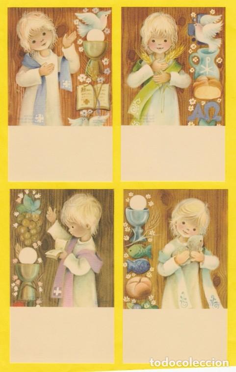 Postales: ESTAMPA RECORDATORIO PRIMERA COMUNION -LOTE DE 4 MODELOS - 2274/4 - PAPEL PERGAMINO/VEGETAL-EDICROMO