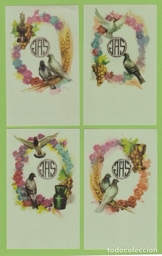 Postales: ESTAMPA RECORDATORIO PRIMERA COMUNION - LOTE DE 4 MODELOS - PAPEL PERGAMINO/VEGETAL Y ORO