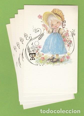 Postales: ESTAMPA RECORDATORIO PRIMERA COMUNION - LOTE DE 5 IGUALES - 5383 /31 - PAPEL CARTULINA  Y DIBUJO ORO