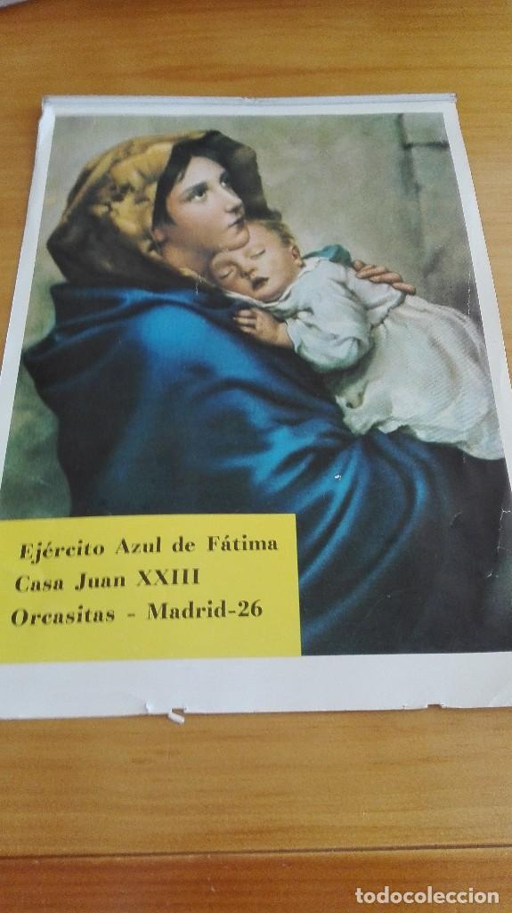Postales: Lamina estampa de virgen con ni&ntilde;o del Ej&eacute;rcito azul de F&aacute;tima