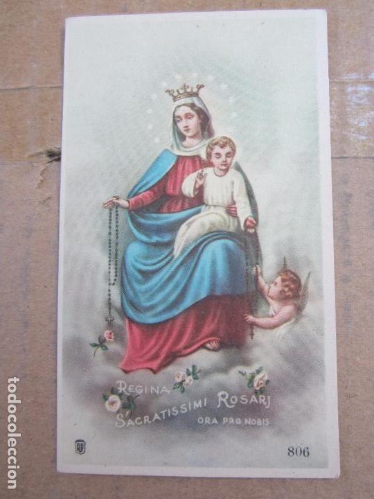 Postales: estampa regina sacratissimi rosarj ora pro nobis virgen con ni&ntilde;o jesus
