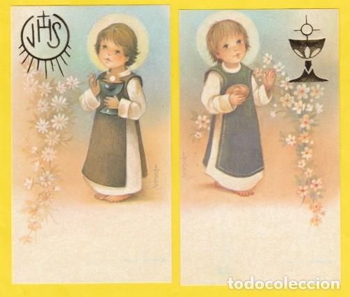 Postales: ESTAMPA RECORDATORIO PRIMERA COMUNION -LOTE DE 2 MODELOS - GOLDEN 302 -PAPEL PERGAMINO/VEGETAL Y ORO
