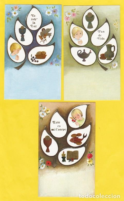 Postales: ESTAMPA RECORDATORIO PRIMERA COMUNION -LOTE DE 3 MODELOS - R647 -PAPEL TELA Y ORO ORTIZ