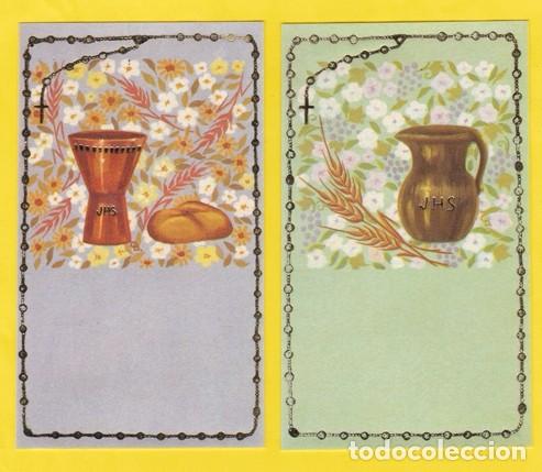 Postales: ESTAMPA RECORDATORIO PRIMERA COMUNION -LOTE DE 2 MODELOS - GOLDEN 304 -PAPEL PERGAMINO/VEGETAL Y ORO