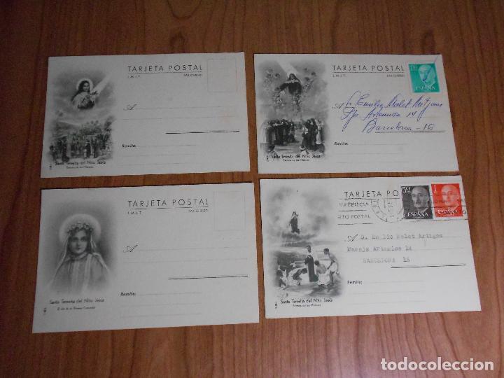 Postales: LOTE DE 4 TARJETA POSTAL SANTA TERESITA DEL NI&Ntilde;O JES&Uacute;S (PUBLICIDAD REVISTA LLUVIA DE ROSAS)