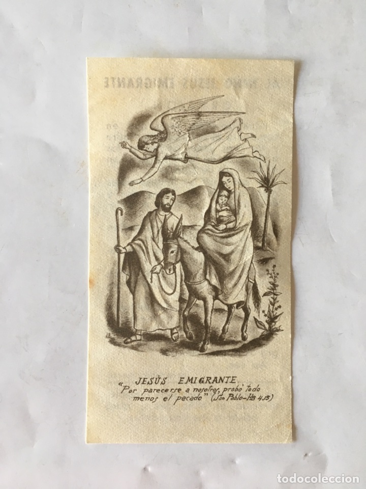 Postales: Estampa/Recordatorio &rdquo; Al ni&ntilde;o Jesus Emigrante &rdquo; (h.1960?)