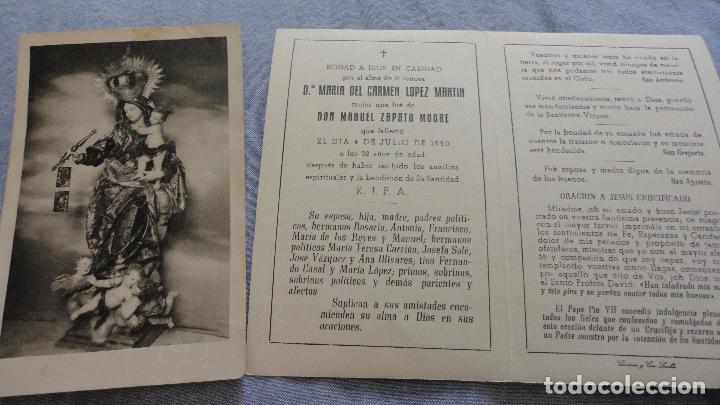 Postales: RECUERDO FUNERAL.MARIA DEL CARMEN LOPEZ MARTIN.SEVILLA? 1950