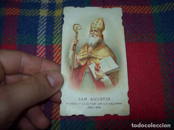Postales: ANTIGUA ESTAMPA TROQUELADA DE SAN AGUST&Iacute;N,PADRE Y DOCTOR DE LA IGLESIA.1898.