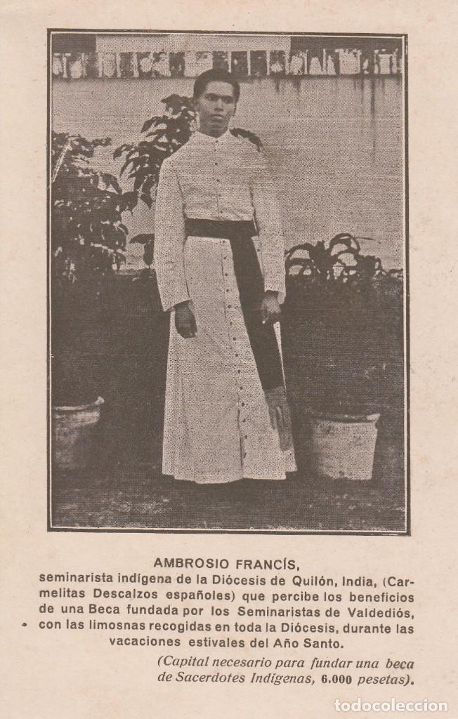 Postais: POSTAL. AMBROSIO FRANC&Iacute;S. SEMINARISTA EN QUIL&Oacute;N, INDIA, CON BECA DE VALDEDI&Oacute;S, ASTURIAS VILLAVICIOSA