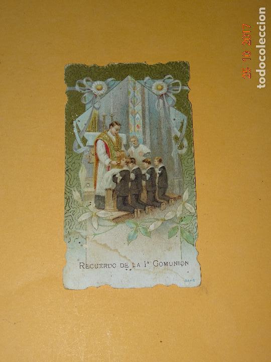 Postkarten: Antigua Estampa Litografiada, Troquelada y Dorada de * 1&ordf; COMUNION * en Alcira a&ntilde;o 1912