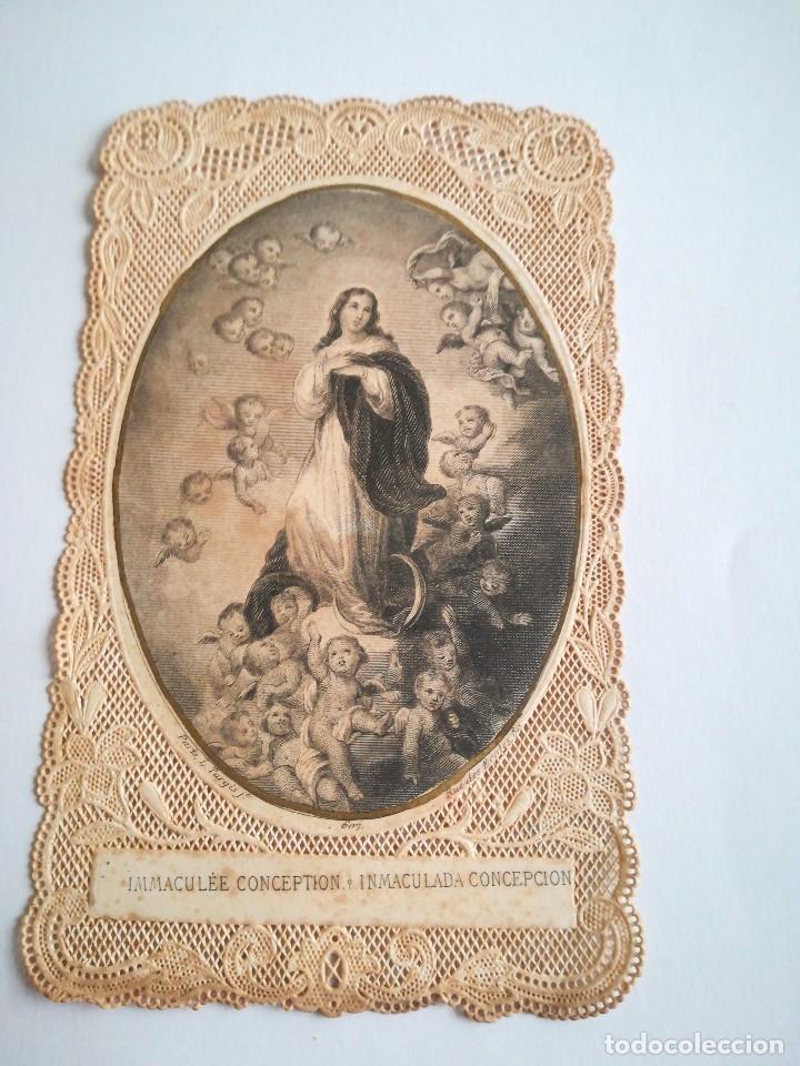 Postales: Precioso devocionario de la Immaculada con puntilla bien conservada. Parts L. Turgis 607.