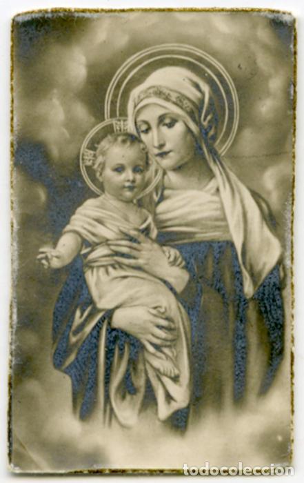 Postales: Peque&ntilde;a estampa Virgen Mar&iacute;a con el Ni&ntilde;o Jes&uacute;s. 4,7x3 cm. Reverso en blanco