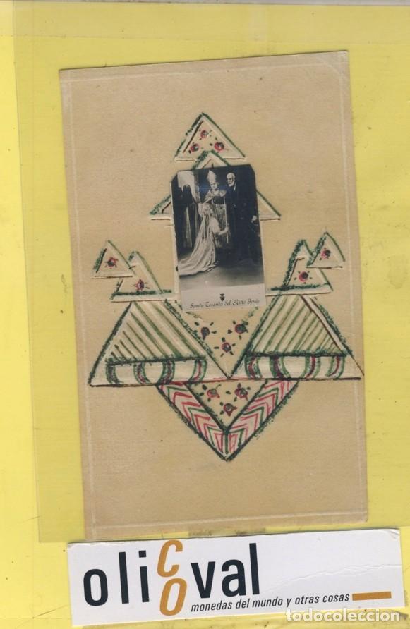 Postales: ESTAMPA PINTADA SOBRE CARTULINA TRABAJADA . FOTOGRAFIA SANTA TERESITA DEL NI&Ntilde;O JESUS  OES 274